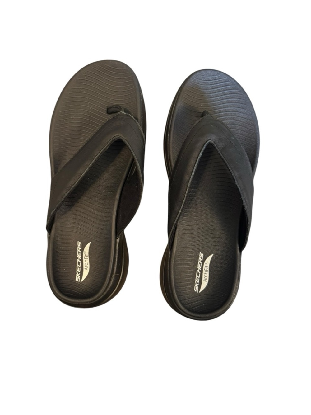 Skechers Men's Black Cushioned ArchFit Flip-Flop Sandals Size 8 - Picture 2 of 7